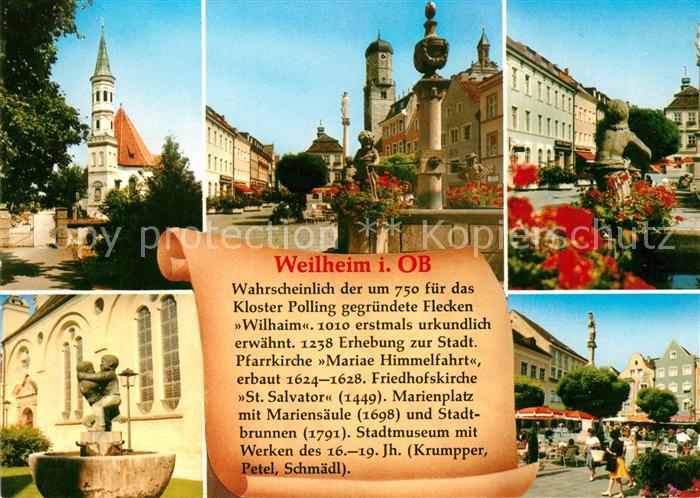 Weilheim Oberbayern Altstadt Kirche Brunnen Marktplatz Chronik