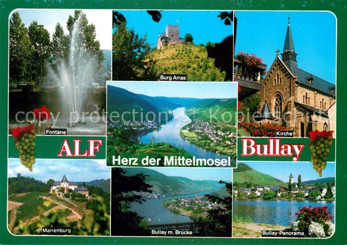 Alf Mosel Fontaene Burg Arras Kirche Panorama Moseltal Marienburg