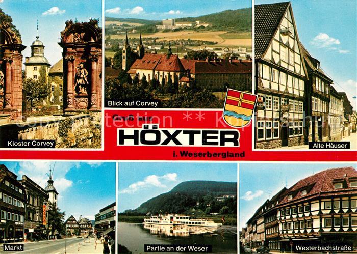 Hoexter Weser Kloster Corvey Markt Weser Dampfer Westerbachstrasse Alte Haeuser