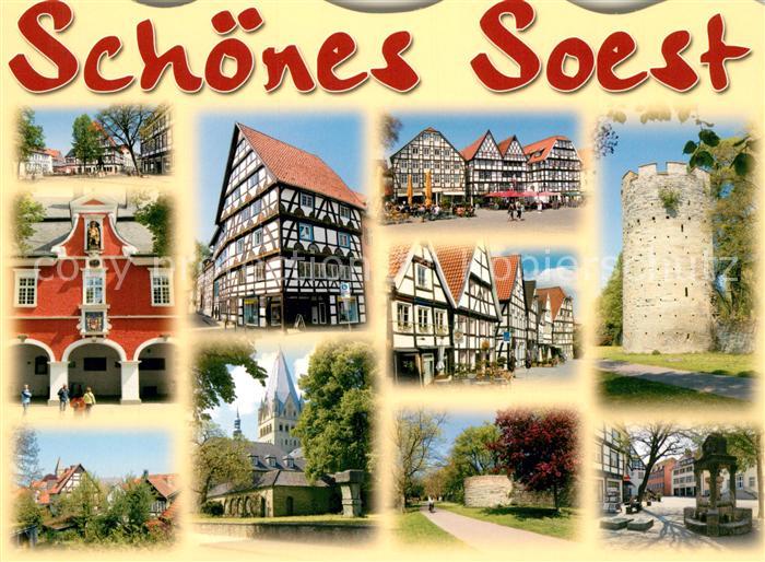 Soest Arnsberg Teilansichten Altstadt Fachwerkhaeuser Kirche Stadtmauer Turm