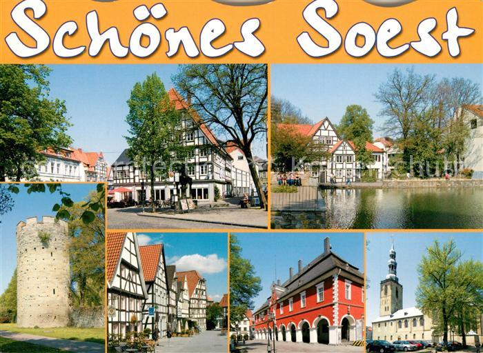 Soest Arnsberg Teilansichten Altstadt Fachwerkhaeuser Kirche Stadtmauer Turm