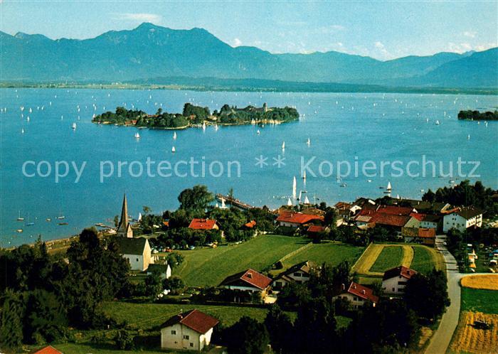 Gstadt Chiemsee Fliegeraufnahme Fraueninsel Hochgern