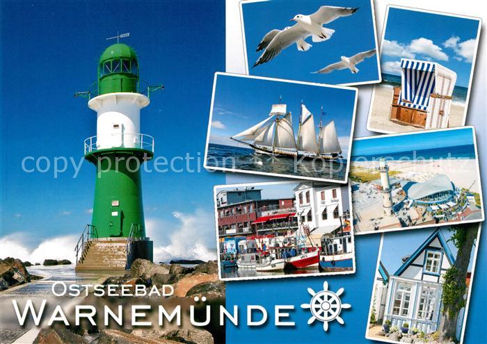 Warnemuende Ostseebad Leuchtturm Moewe Segelschiff