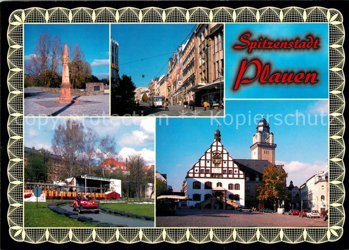 Plauen Vogtland Postmeilensaeule Bahnhofstrasse Markt Rathaus