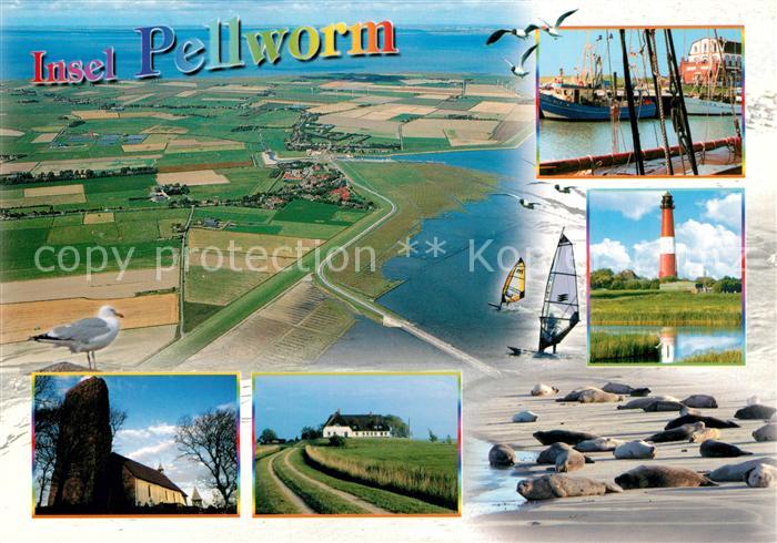 Pellworm Fliegeraufnahme Leuchtturm Moewe