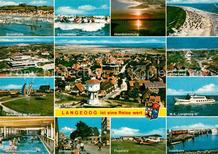 Langeoog Nordseebad Wasserturm MS Langeoog III Flugplatz Fliegeraufnahme