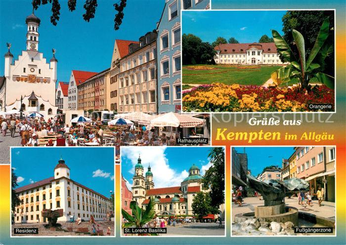 Kempten Allgaeu Rathausplatz Orangerie Residenz Lorenz Basilika Fussgaengerzone