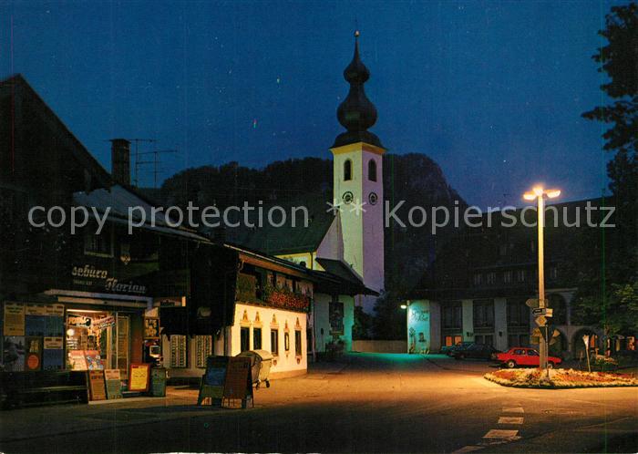 Inzell Kirche Marktplatz Nachtaufnahme