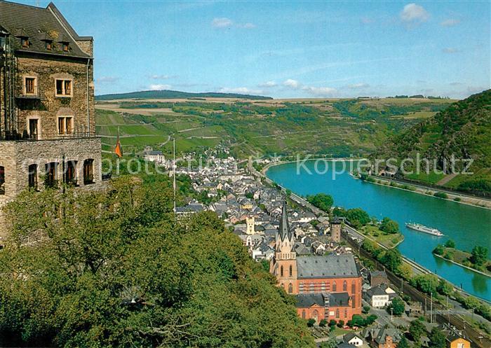 Oberwesel Rhein Blick ueber den Rhein Kirche