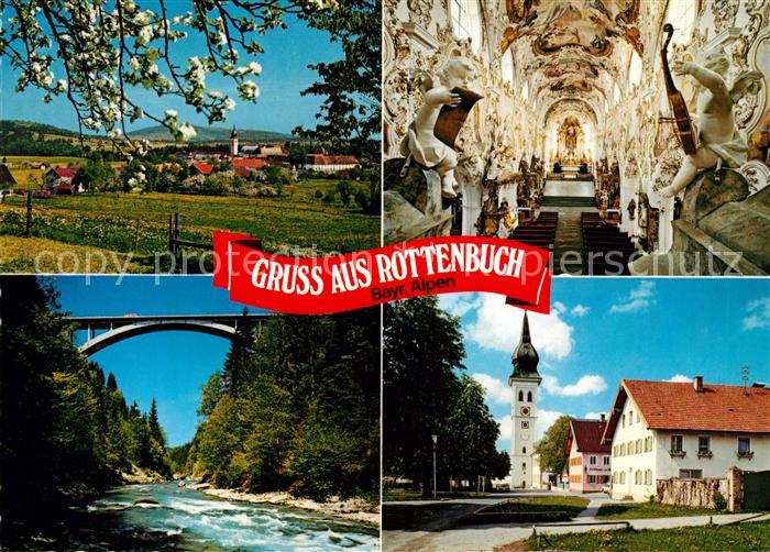 Rottenbuch Oberbayern Echelsbacher Bruecke Dorfplatz Kirche Altarraum