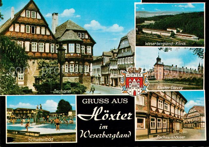 Hoexter Weser Dechanel Kloster Corvey Schwimmbad Weserbergland Klinik Fachwerkha