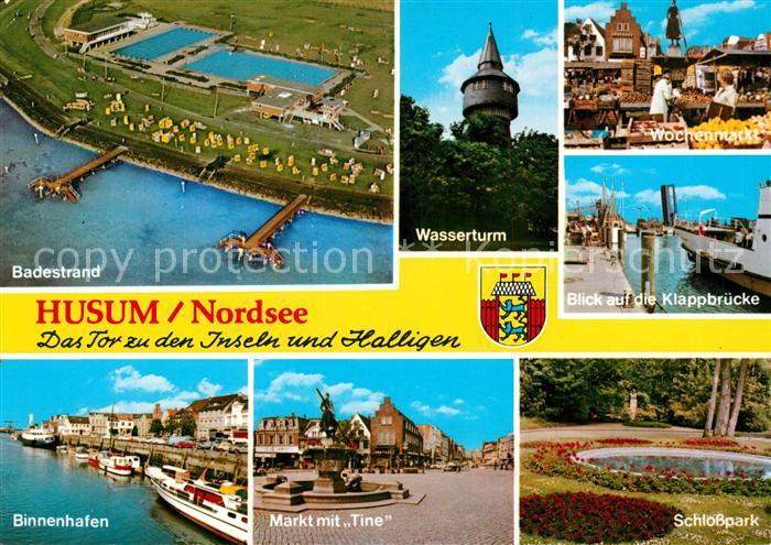 Husum Nordfriesland Fliegeraufnahme Schwimmbad Badestrand Park Wasserturm