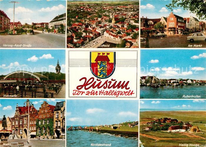 Husum Nordfriesland Markt Fliegeraufnahme Viehmarkt Hallig Hooge Strand