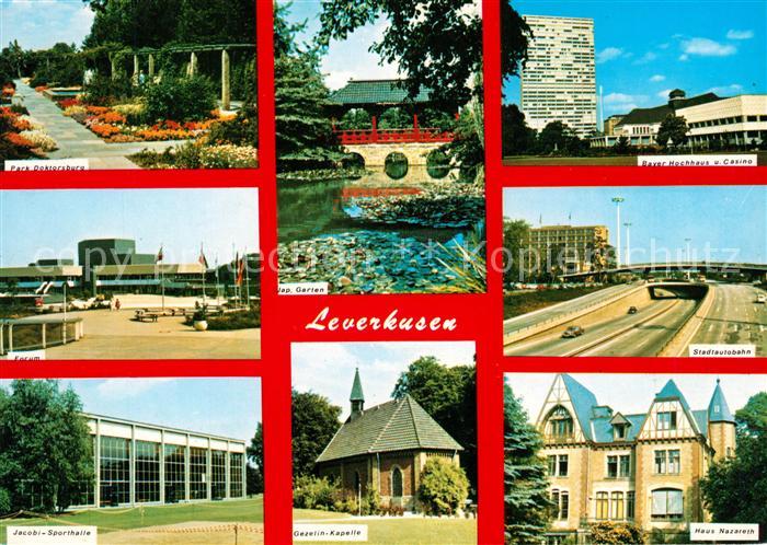 Leverkusen Jacobi Sporthalle Stadtautobahn Bayer Hochhaus Casino Haus Nazareth