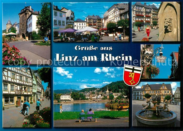 Linz Rhein Fachwerkhaeuser Uferpromenade Brunnen Markt