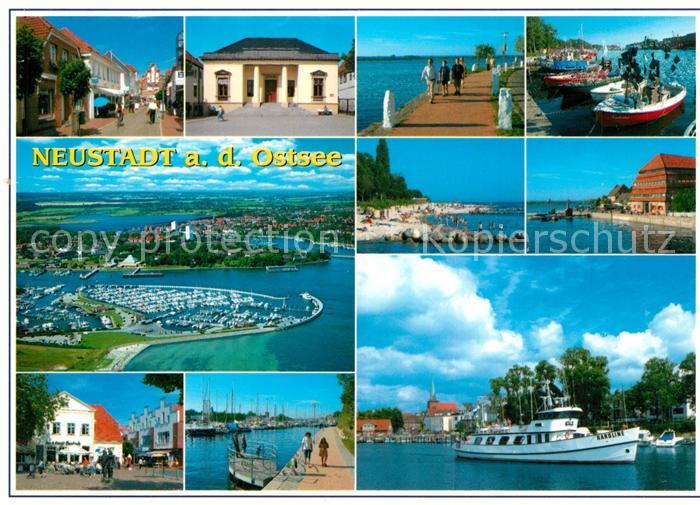 Neustadt Holstein Hafen Faehrschiff Uferpromenade Fliegeraufnahme