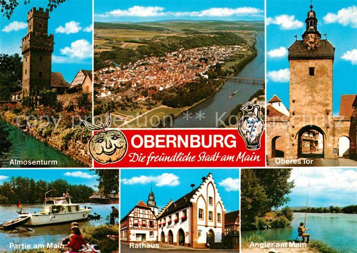 Obernburg Main Almosenturm Oberes Tor Rathaus Angler Fliegeraufnahme