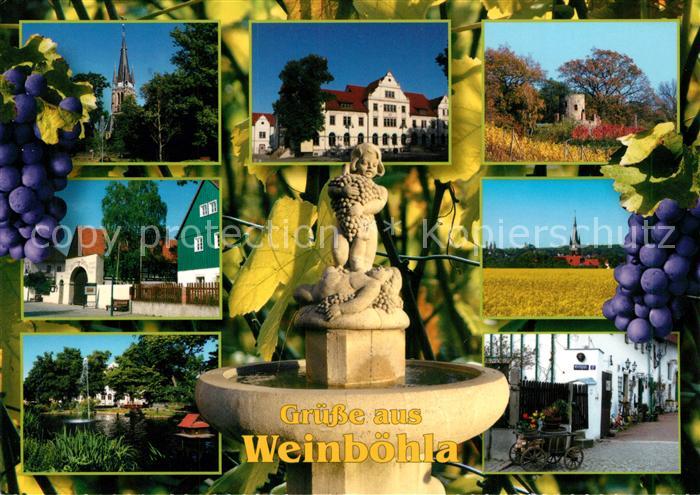 Weinboehla Brunnen Martinskirche Heimatmuseum Dorfteich Kirchplatz