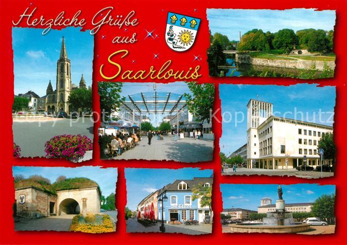 Saarlouis Kirche Deutsches Tor Galerie Markt Cafe Restaurant Brunnen Rathaus