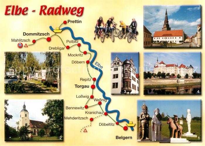 Belgern Elbe Elbe Radweg 12 ueber Torgau Dommitzsch nach Prettin Rolandpark Kirc