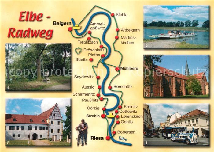 Riesa Sachsen Elbe Radweg 11 ueber Strehla Muehlberg nach Belgern Schloss Kloste