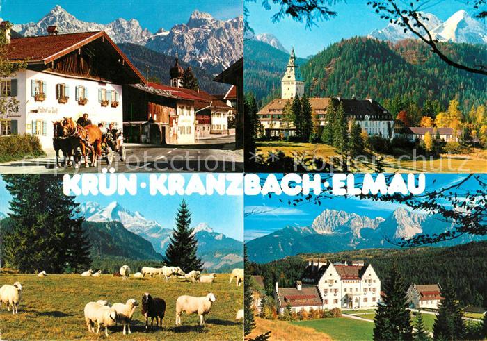 Kruen Karwendelgebirge Schloss Elmau Herbststimmung Bergweide Schafe Alpspitze S