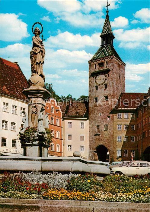 Landsberg Lech Schoener Turm mit Marienbrunnen