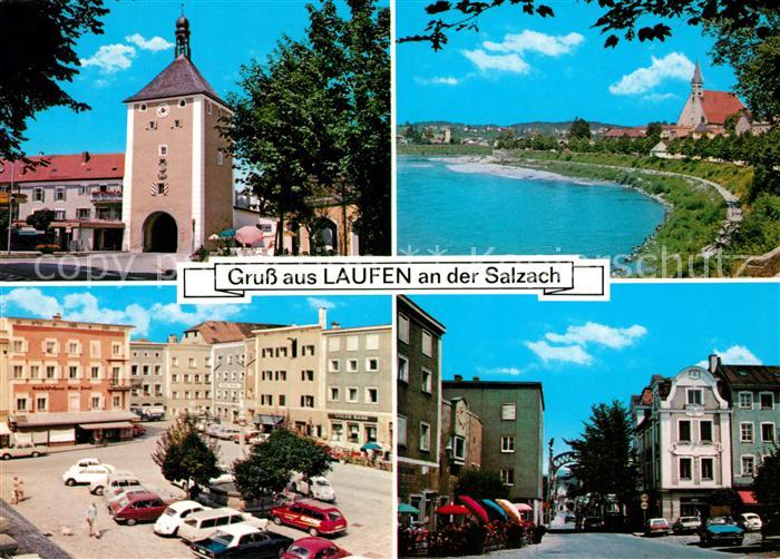 Laufen Salzach Tor Marktplatz Innenstadt Partie am Fluss