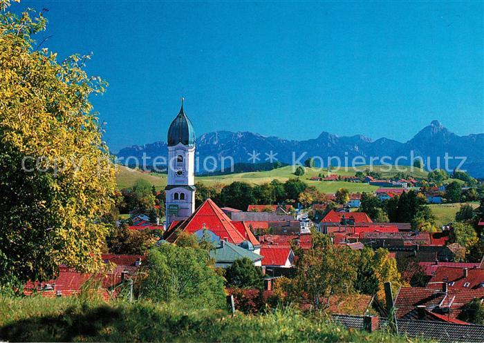 Nesselwang Ortsansicht mit Kirche Alpenpanorama