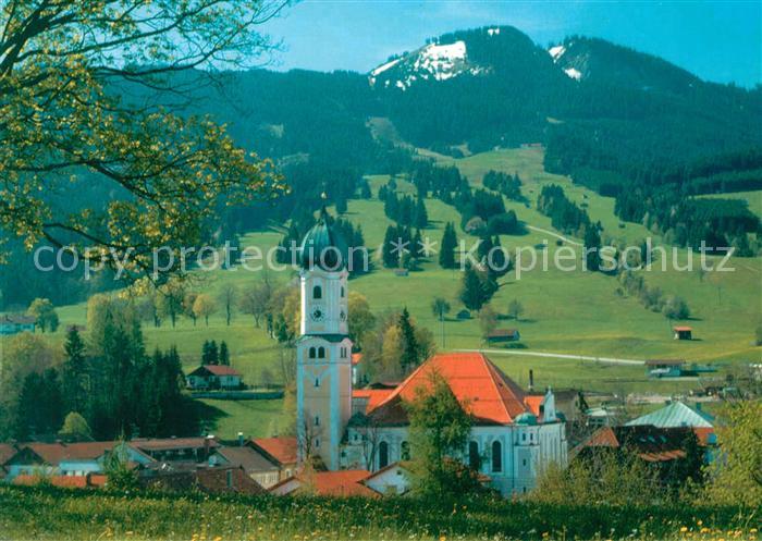 Nesselwang Ortsansicht mit Kirche Allgaeuer Alpen