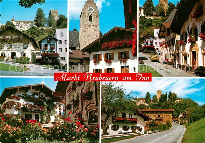 Neubeuern Ortsmotiv mit Burg Kirchturm Bayerisches Inntal