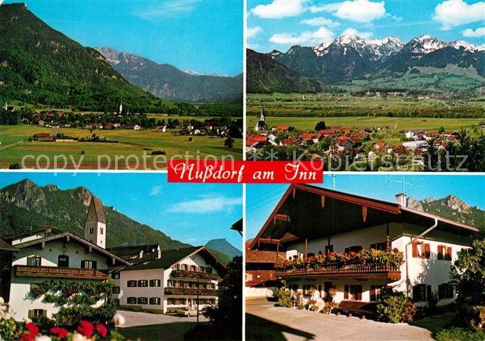 Nussdorf Inn Gesamtansicht mit Kranzhorn Kaisergebirge Wendelsteingruppe Heuberg