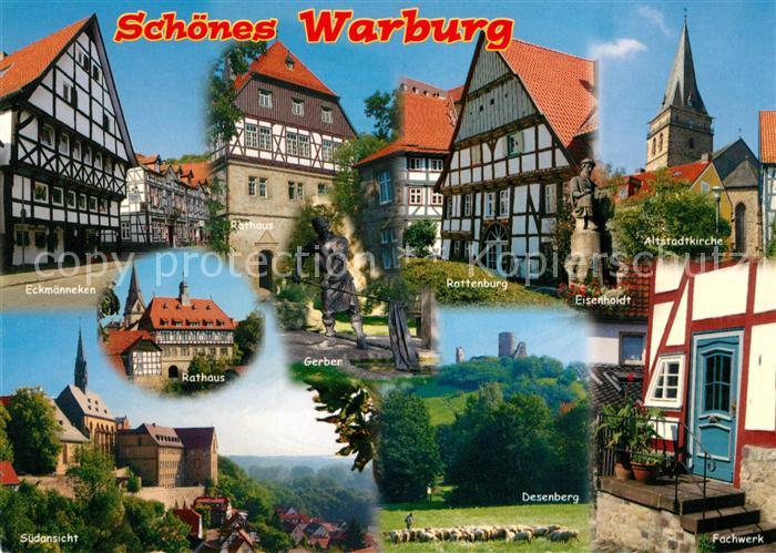 Warburg Westfalen Altstadt Fachwerkhaeuser Kirche Rathaus Desenberg Burgruine Sc