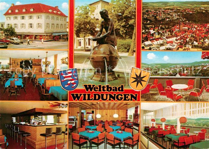 Bad Wildungen Eder Cafe Restaurant Brunnen Stadtpanorama Fliegeraufnahme