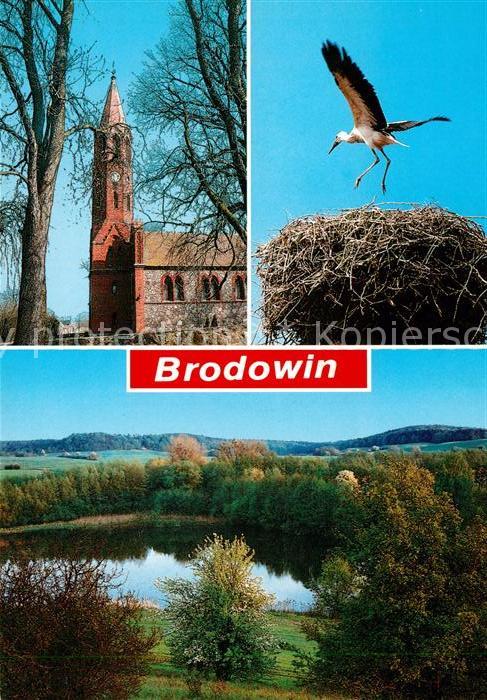 Brodowin Kirche Storch Storchennest Landschaftspanorama Wesensee