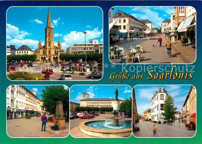 Saarlouis Kirche Fussgaengerzone Denkmal Brunnen Altstadt Rathaus