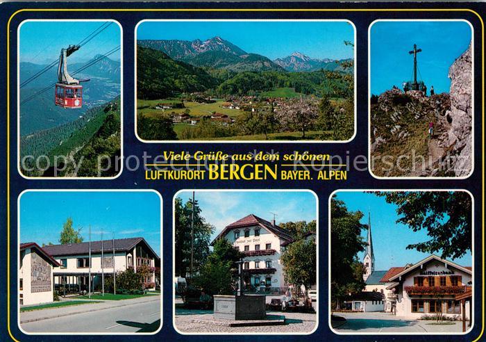 Bergen Chiemgau Gesamtansicht Luftkurort mit Alpenpanorama Bergbahn Gipfelkreuz