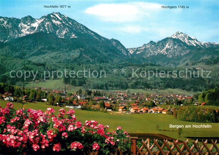 Bergen Chiemgau Gesamtansicht mit Hochfelln und Hochgern Chiemgauer Alpen