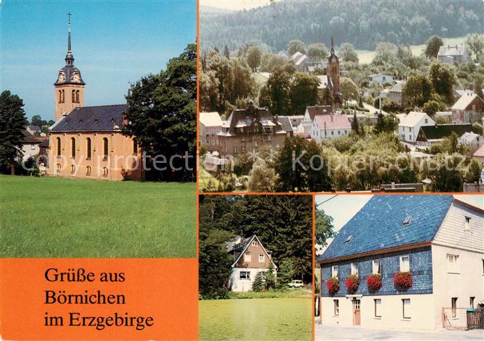 Boernichen Erzgebirge Kirche Ortsansicht Holzdrechselei Schwarzmuehle ehemalige