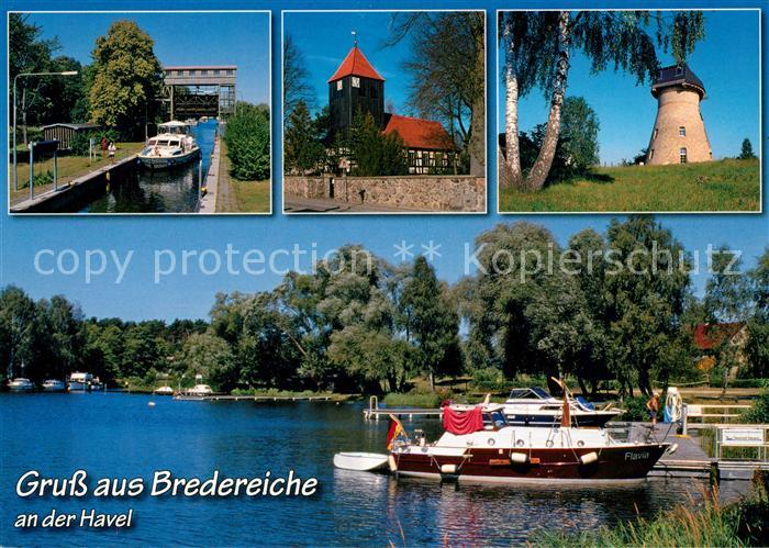 Bredereiche Schleuse Kirche St Martin Hollaendermuehle Marina an der Havel