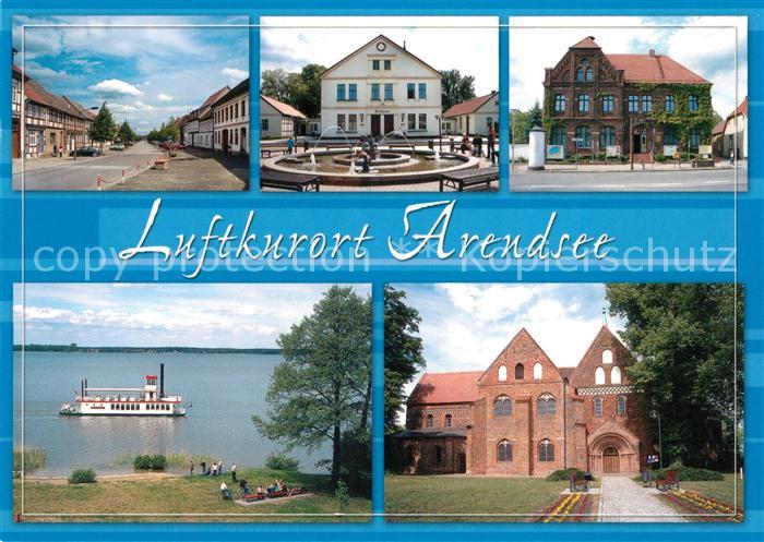 Arendsee Ostseebad Friedensstrasse Rathaus Brunnen Haus des Gastes Fahrgastschif