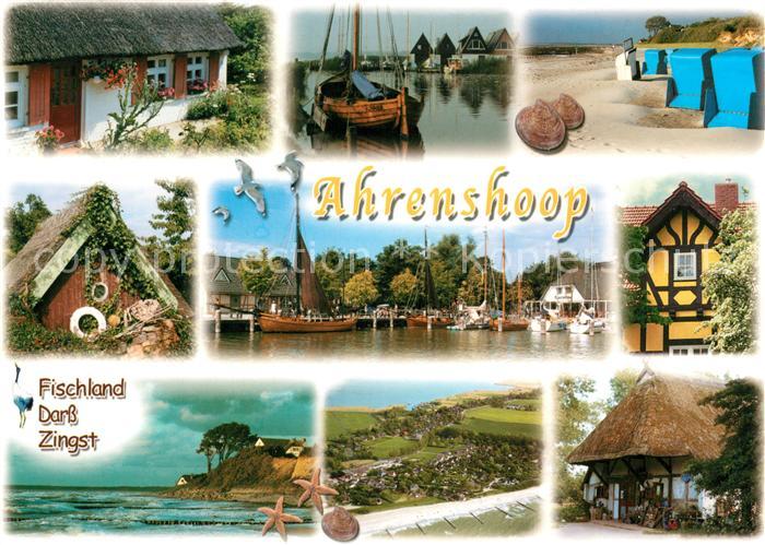 Ahrenshoop Ostseebad Typische Haeuser der Region Hafen Kueste Strand Fliegeraufn