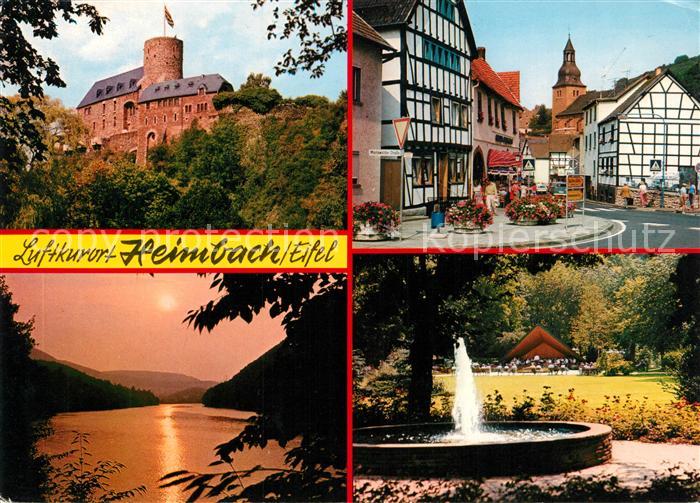 Heimbach Eifel Burg Stadtansicht Brunnen Abendstimmung