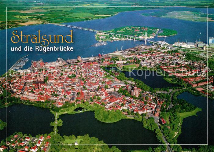 Stralsund Mecklenburg Vorpommern Fliegeraufnahme Ruegenbruecke