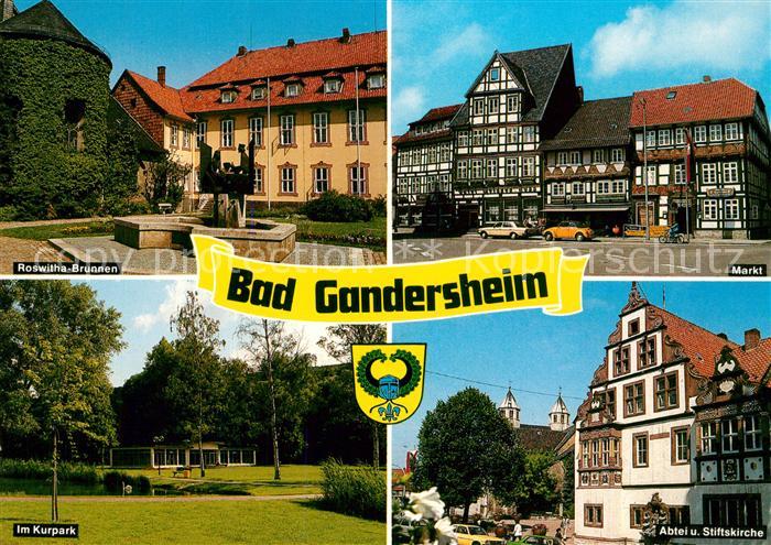 Bad Gandersheim Roswitha Brunnen Markt Kurpark Abtei Stiftskirche
