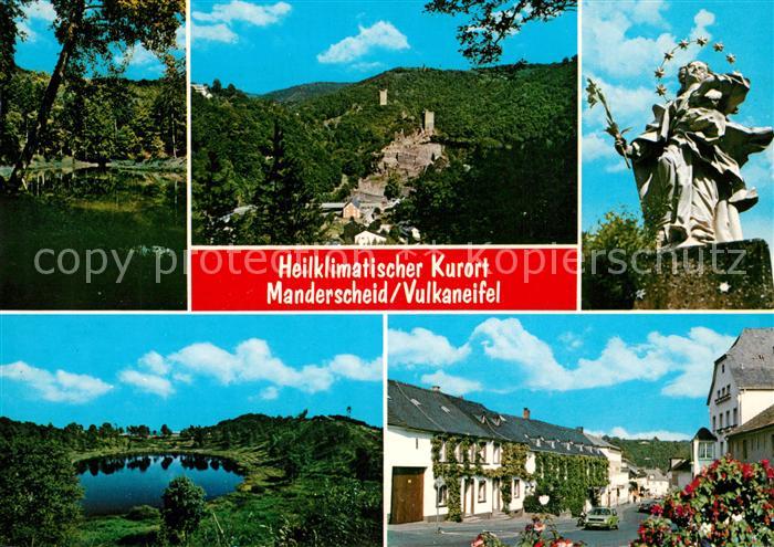 Manderscheid Eifel Ober Niederburg Maar Stadtansicht Statue