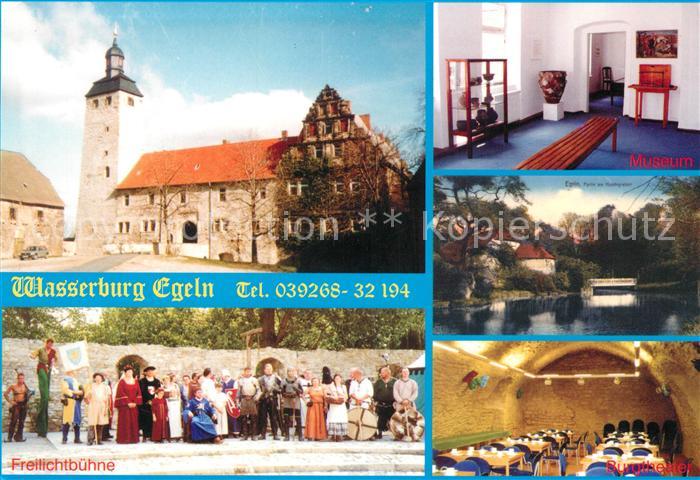 Egeln Wasserburg Museum Partie am Wasser Burgtheater Freilichtbuehne