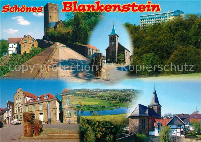 Blankenstein Ruhr Burg Turm Stadtmauer Kirche Platz Landschaftspanorama