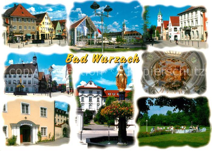 Bad Wurzach Innenstadt Platz Brunnen Schloss Kurpark Kirchenkuppel Fresken