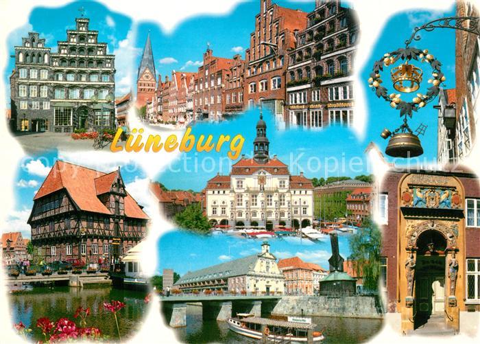 Lueneburg Altstadt Rathaus Tuerschild Krone Giebelhaeuser Fachwerkhaeuser Ausflu